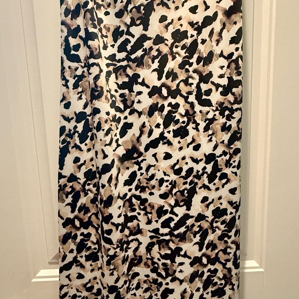 Banana Republic Black and Cream Leopard Midi Dress Small